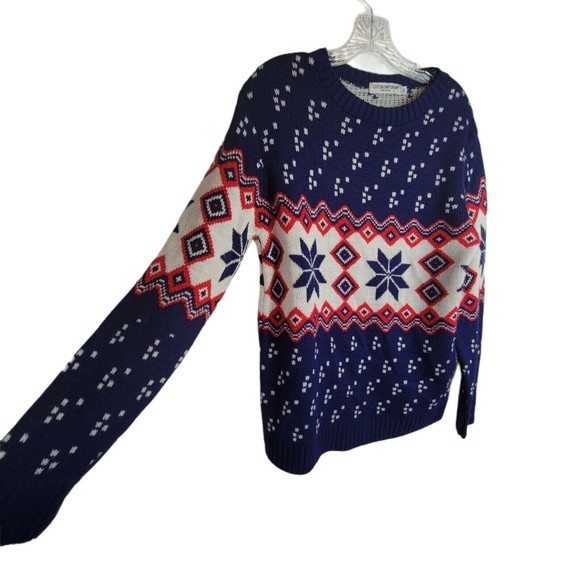 Vintage Fair‎ Isle Sweater Red White Blue Sweater Cotton Emporium XL - Picture 2 of 6